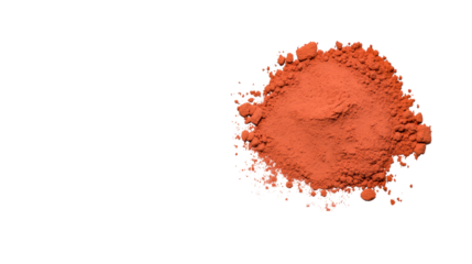 Red pigment powder on a transparent surface for art and crafts
