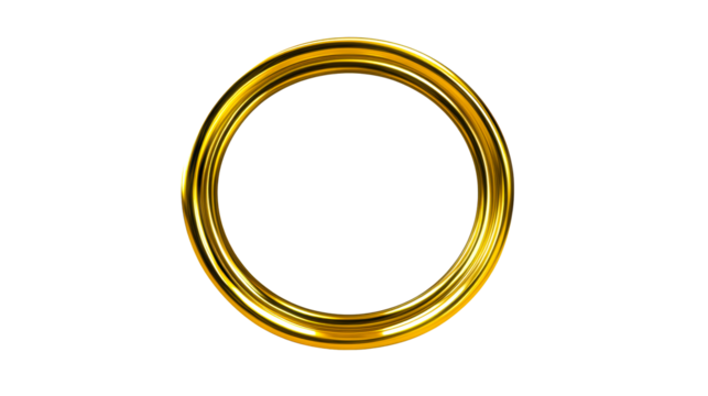 Gold circular frame with transparent background for creative use