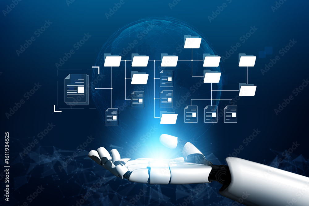 Poster ai organizing file directory structure, streamlining folder management, arranging document paths, an