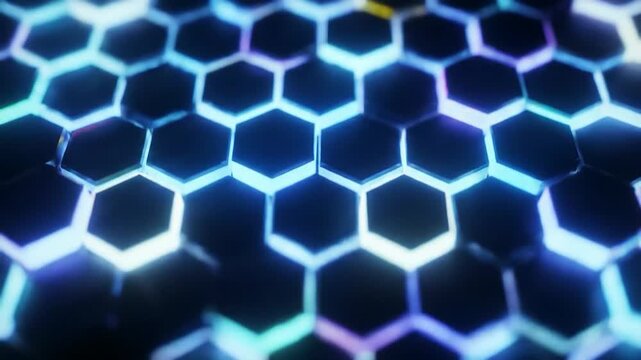 Abstract hexagonal pattern with glowing blue edges