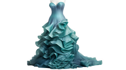 Buy teal ruffle dress online beautiful gown for prom or special occasion on transparent background