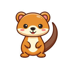 Fototapeta premium Cute cartoon Weasel with a big smile and round face 