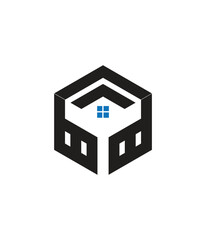 b real state hexagon  vector letter logo