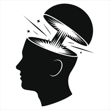  Exploding Head Icon: Brain Bursting with Ideas, Creativity, and Innovation. Perfect for Concepts of Breakthroughs and Mental Epiphanies.