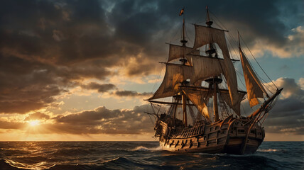 Obraz premium Voyage Into the Golden Horizon