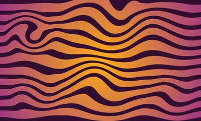 Obraz premium Psychedelic wavy lines pattern with orange purple gradient background