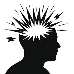 Mind Overload: Vector Silhouette of Stress, Headaches & Mental Pressure