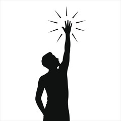 Man Reaching for Star: Hope, Aspiration & Success Vector Silhouette