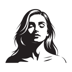 Beauty woman Face and hair style logo vector,Beautiful young woman face black and white, 