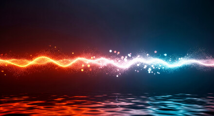 Vibrant Light Waves with Sparkles over Calm Water Surface