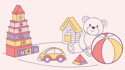 vey kids toys collection in Cartoon style