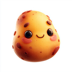Cute 3D potato character with big eyes and a sweet smile. Stylized and charming digital