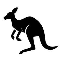 Black Kangaroo Silhouette – Minimalist Vector Animal Illustration
