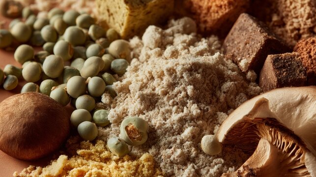 Plant-based meat ingredients with pea protein and mushrooms