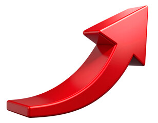 Curved Red 3D Arrow Pointing Upwards