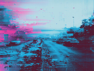 Duotone glitch effect background