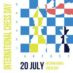International Chess Day. July 20th. The chessboard. Vector illustration for printing, banners.