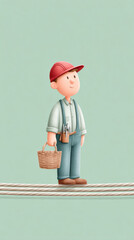 Worker, A cartoon technician replacing a cable in 3D, illustrating a technical service scenario.