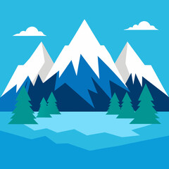 Fototapeta premium winter landscape with trees and mountains