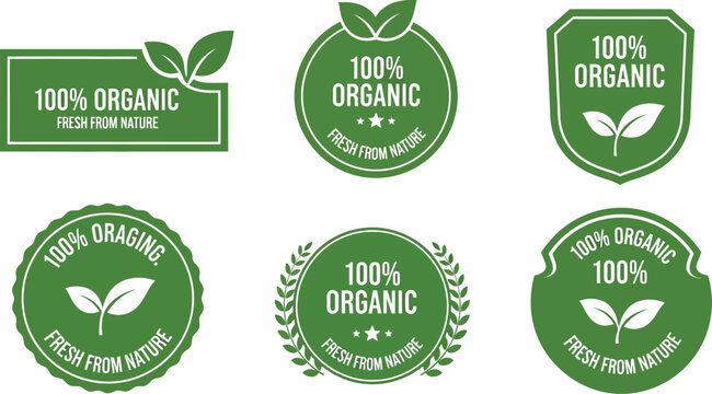 Authentic 100% organic labels fresh from nature for your products