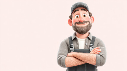 Worker, A 3D cartoon of a technician conversing with a client, showcasing a professional interaction in a creative style.
