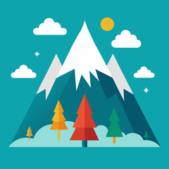 Fototapeta premium winter landscape with trees and mountains