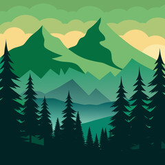 Fototapeta premium vector illustration of forest landscape