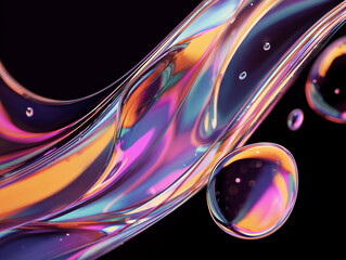 Modern liquid shapes with neon highlights