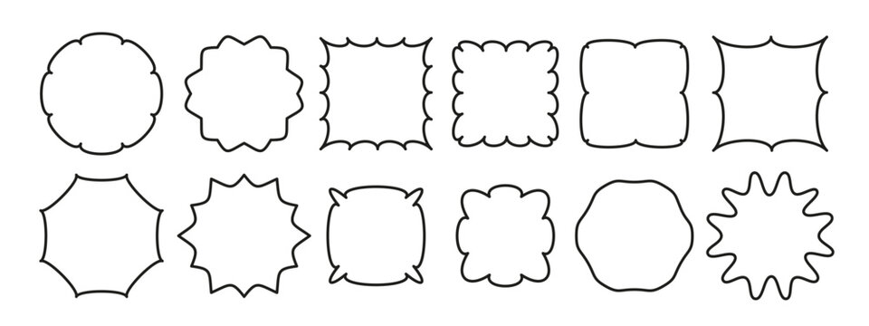 Modern style frames. Place for text. Scallop, wavy shaped speech bubbles, backgrounds. Design for card, quote, poster. 