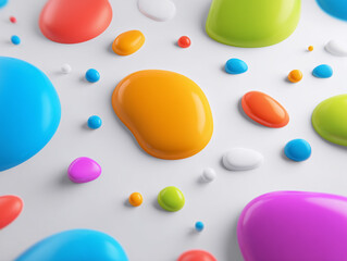 3D colorful blobs on white minimal background