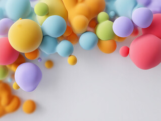 3D colorful blobs on white minimal background