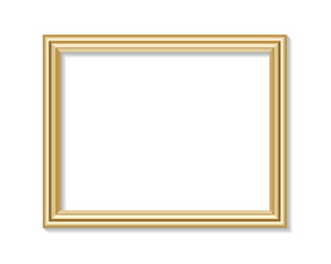 Golden Photo Frame, 3D Realistic Vector Icon Illustration on White Background