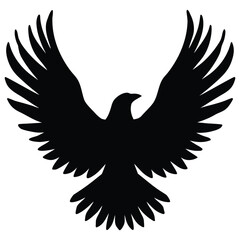 Majestic raven soaring high with wings spread wide, a symbol of power and mystery, ready to use