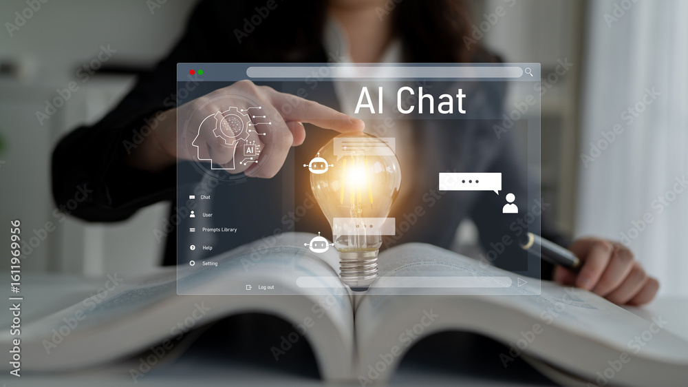 Poster ai chatbot interface facilitates communication, chatbot, and ai interaction for automated user suppo