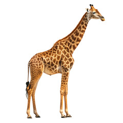 Naklejka premium A giraffe standing tall on a plain transparent background