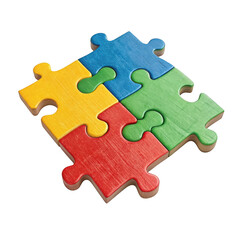 Obraz premium 3d colorful puzzle pieces connected isolated on transparent background