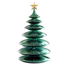 Glass christmas tree isolated on transparent background