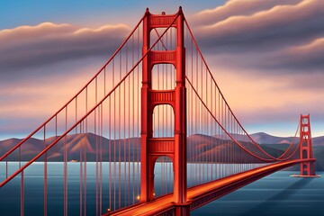 Fototapeta premium Golden Gate Bridge San Francisco at Dusk California