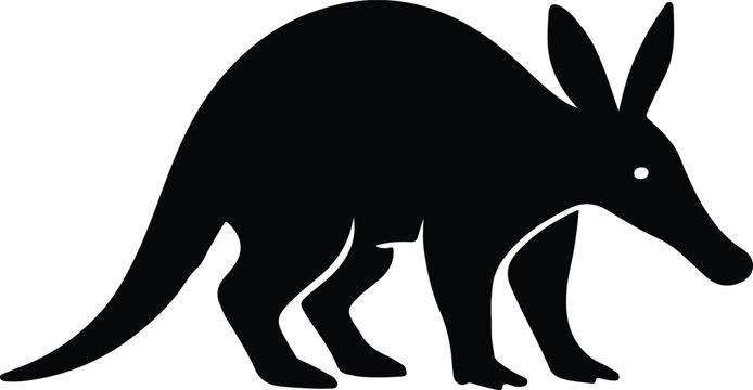 Silhouette aardvark walking isolated on white background vector illustrator
