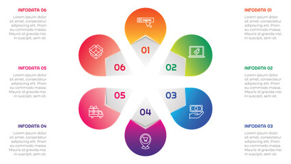 6 Options or Steps Infographic Element for presentations, reports, and web
