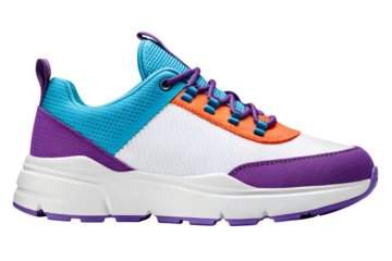 Vibrant Multi-Color Athletic Shoe with Gradient Design and Textured Details - Isolated on Transparent Background