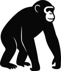 Silhouette chimpanzee monkey primate wildlife ape illustration vector