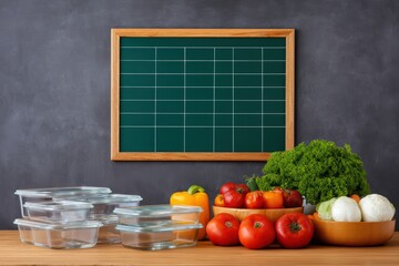 Fresh Vegetables and Glass Containers on Wooden Table