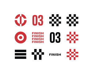 Modern Racing Icons with Numbers and Text