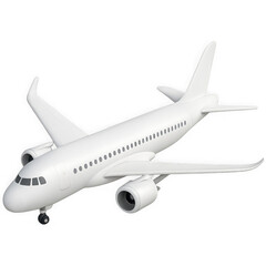 Fototapeta premium Modern white passenger jet airplane with engines and wings 3d rendering isolated on transparent background