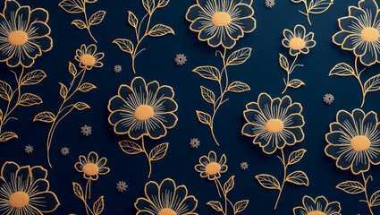 Seamless Floral and Leaf Pattern with Elegant Botanical Design for Fabric or Wallpaper

