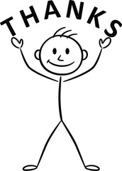 Thank you stick figure illustration drawing vector image for gratitude and appreciation