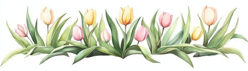 Fototapeta premium Colorful Tulips Arrangement for Decorative Use in Art