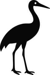 Silhouette heron standing elegant bird wildlife icon vector illustrator