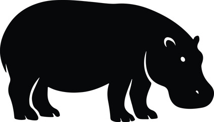 Silhouette hippopotamus wildlife animal icon standing profile vector illustrator